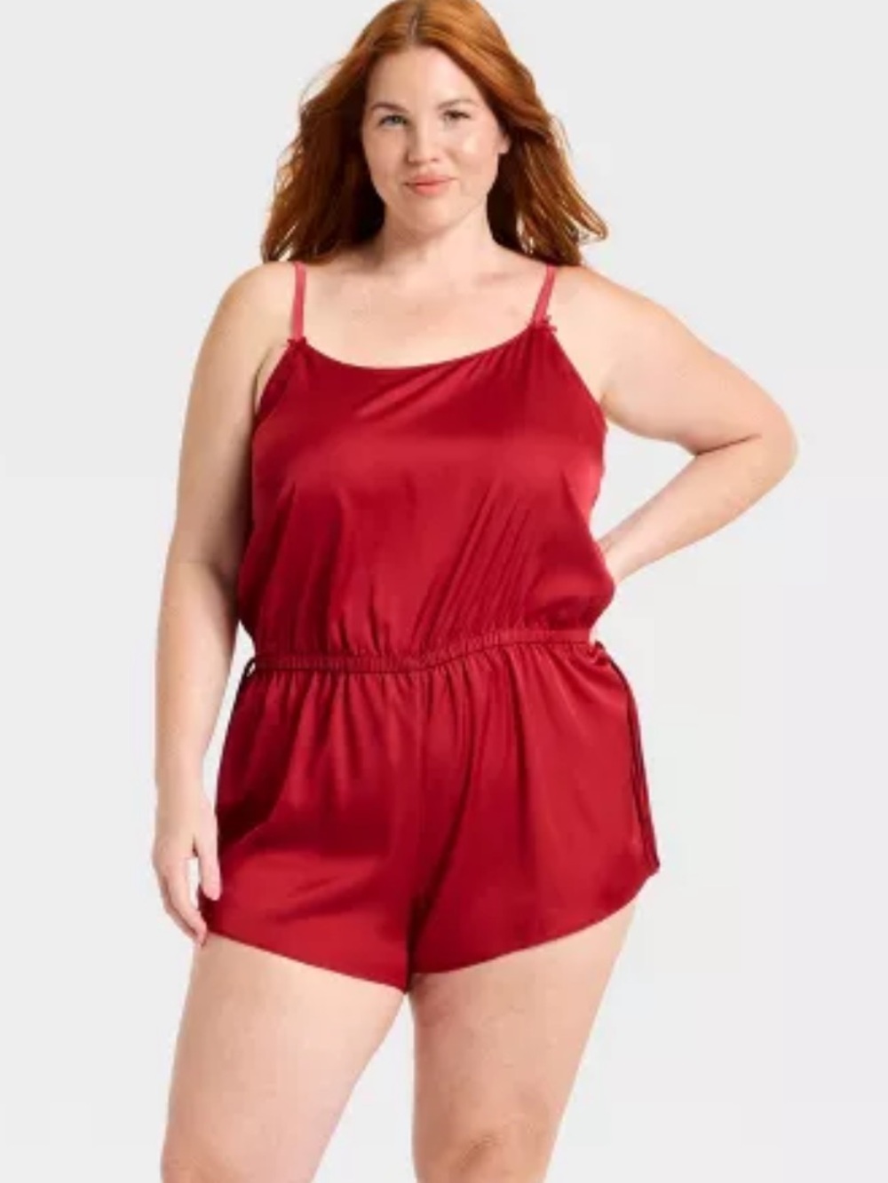 Auden Women's Luxury Collection Satin Romper Red‎ L